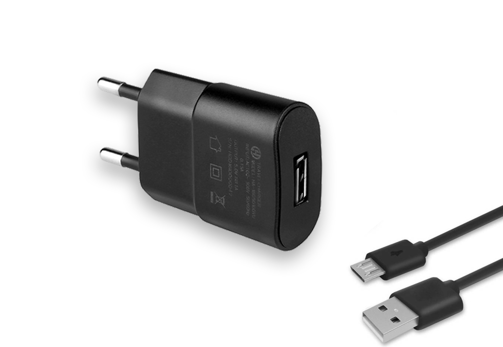 HGD 1 Amp USB Charger (Black) Export Market Only